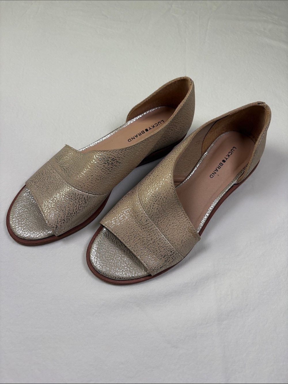 Lucky Brand Metallic Taupe Open-Toe Sandals